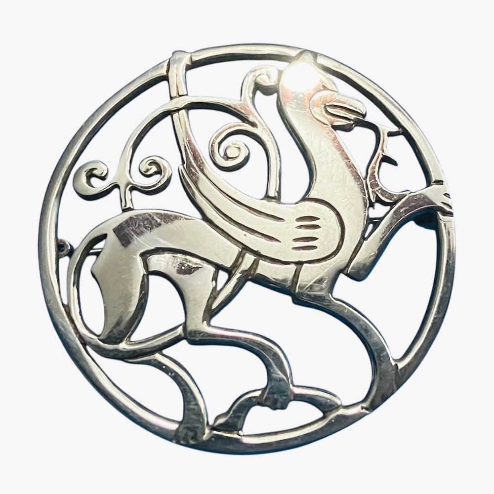 Unisex Vintage Rare Sterling Silver Ancient Scottish Quendale Beast Brooch